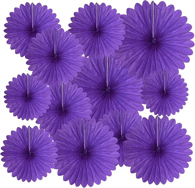 20 Pcs Deep Purple Hanging Paper Fan, Hanging Honeycomb Round Paper Fans by Zankubom
