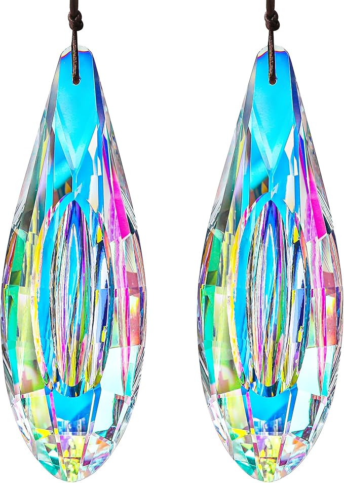 HDCRYSTALGIFTS 2pcs 120mm/5'' Large Crystal Prisms Suncatcher by HDCRYSTALGIFTS