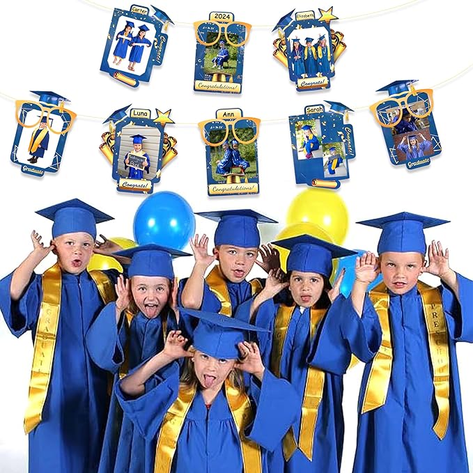 pinkblume Graduation Party Decorations Navy Blue and Gold Grad Photo Banner - Image 7