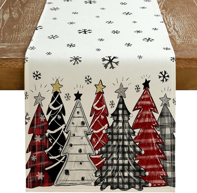 GEEORY Christmas Table Runner 13x120 Inch, Xmas Tees Snowflakes Holiday by GEEORY