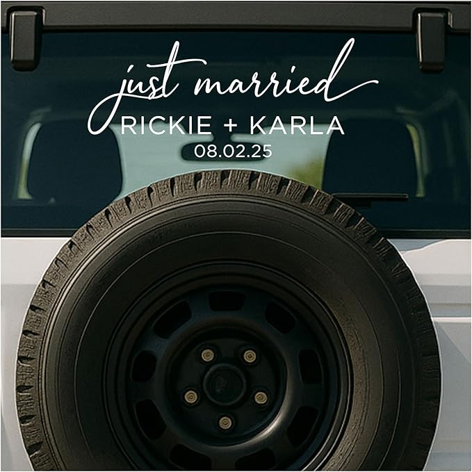 Personalized Just Married Car Decal, Just Married Vinyl Sticker, Wedding Day - Image 2