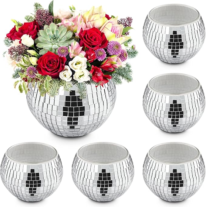 Luditek 6 Pcs Disco Ball Vases, Table Centerpieces by Luditek