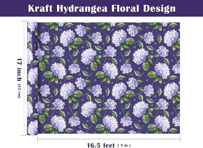 WRAPAHOLIC Kraft Hydrangea Floral Wrapping Paper Roll - Image 3