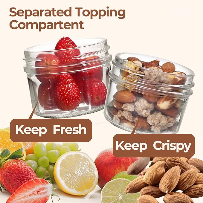 ComSaf 2-Pack 20 oz Overnight Oats Containers - Image 2