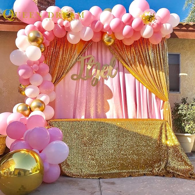 Gold Curtains Backrop for Wedding Parties: 3ftx8ft Gold Sequin Photo Backdrop - Image 6