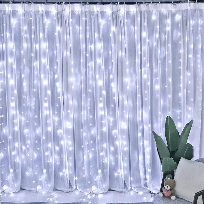 Dazzle Bright Curtain String Lights, 300 LED 9.8ft x 9.8ft 8 Lighting Modes - Image 4