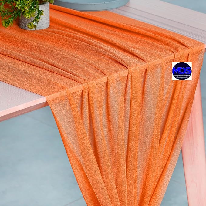 MDS 5 Pack 10ft Chiffon Table Runner 29 x 120 Inches Sheer Wedding Runner - Image 5