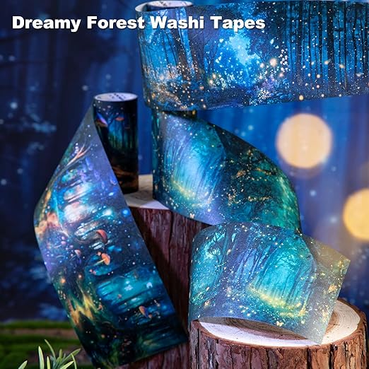 Night Forest Seamless Washi Tape Scrapbook Kit – 6 Rolls - Image 3