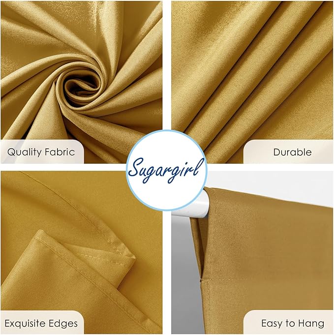 Sugargirl 10x10FT Gold Backdrop Curtains Polyester Photo Backdrop Drapes - Image 6