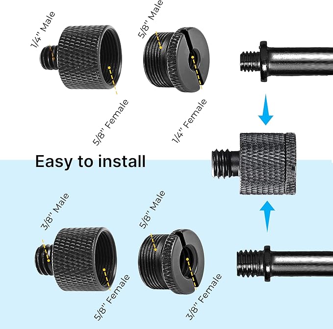 IXTECH Mic Stand Adapter Set 8 pieces Metal Microphone Stand Screw Thread - Image 5