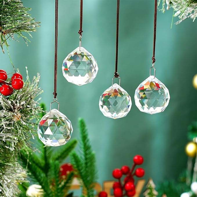 HDCRYSTALGIFTS 4 Pack 40MM Clear Crystal Prism Ball Suncatchers Rainbow - Image 8