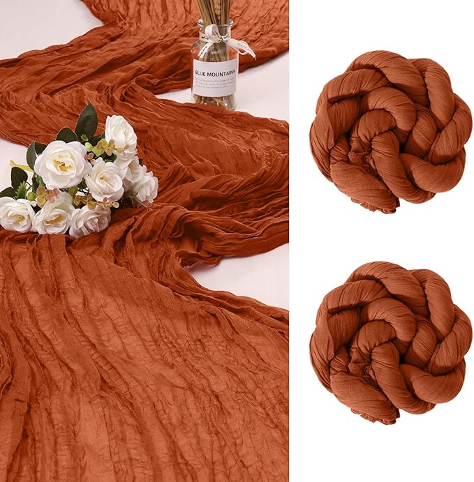 2 Pack Cheesecloth Table Runner 10Ft Christmas Gauze Boho Table Runners by HOME