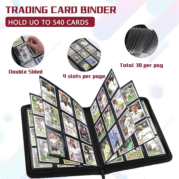 9 Pocket Card Binder, 540 Pocket Trading Card Binders, Loading Pocket - Image 4