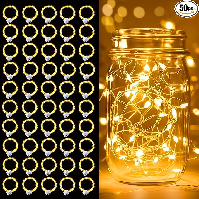 pozzolanas 50 Pack Warm White Battery Operated String Lights - 7ft Waterproof by pozzolanas
