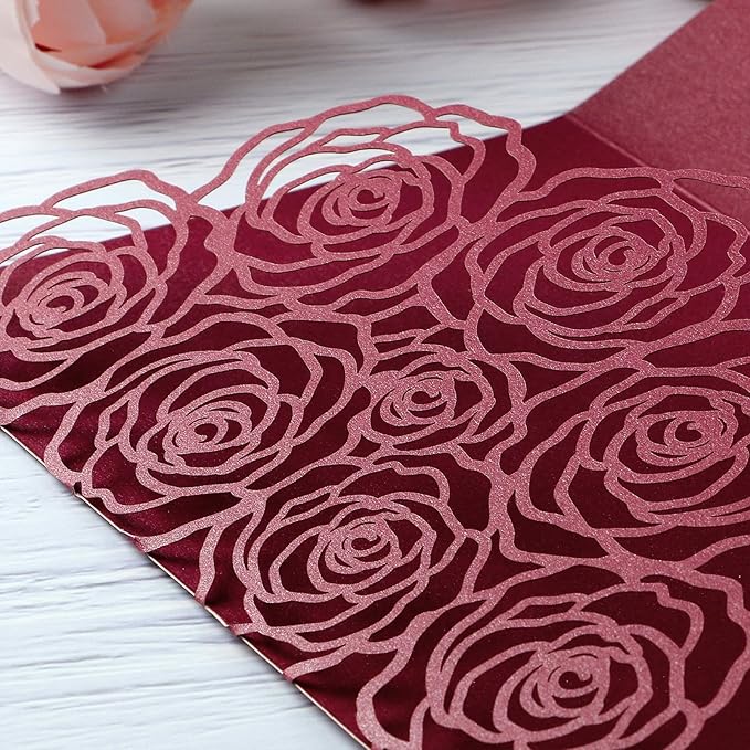 20 Pcs Laser Cut Wedding Invitations Card Pocket - Image 6