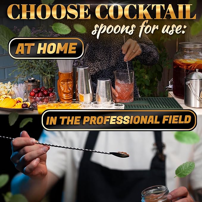 8 Pcs Bar Spoon Cocktail Mixing Spoon – 12'' Stainless Steel Cocktail Stirrers - Image 5