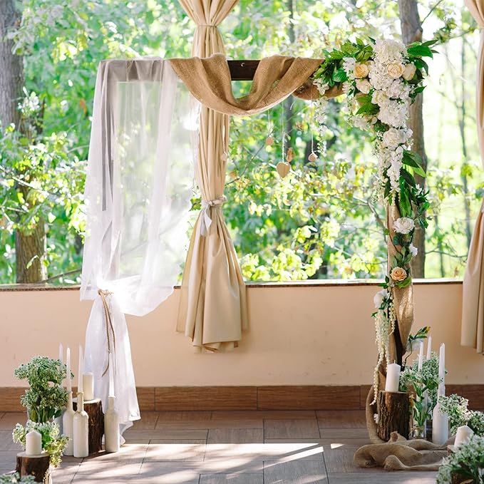Wedding Arch Draping Fabric 3 Panels 30" x 32 ft White Wedding Arch Drapes - Image 6