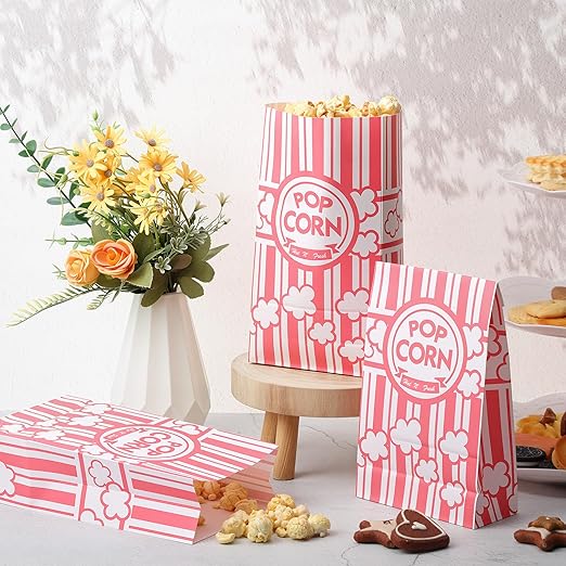 200 Pcs Paper Popcorn Bags Bulk 2 oz Large Flat Bottom Boxes Red and White - Image 7