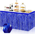 3 Pack 29x108 Inch Blue Foil Fringe Table Skirts Metallic Banner by Ferwzsr