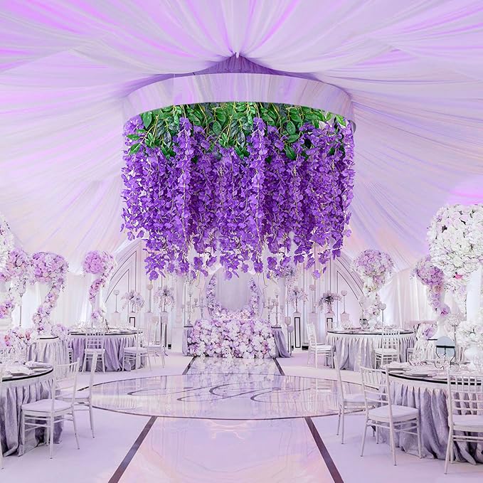 5 Pack Purple Wisteria Hanging Flowers, 3.44 Ft Fake Hanging Flowers, - Image 6