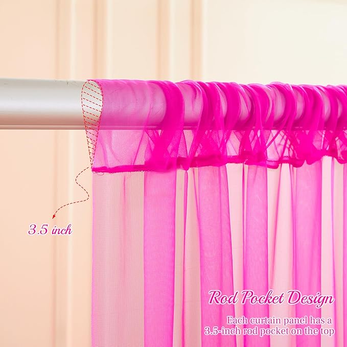 20ft X 10ft Hot Pink Tulle Backdrop Curtain - Image 5