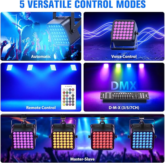 Rechargeable Par Can Lights, 72W RGB 5200mAh Uplights Battery Powered Stage - Image 5