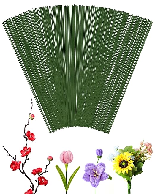 100 PCS 18 Gauge Green Floral Wire Stems by FIVEIZERO