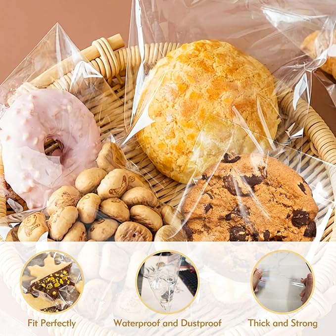 200 Pcs Clear Cellophane Bags 4 x 6 inches Cookie Bags, Self Sealing Cellophane - Image 3