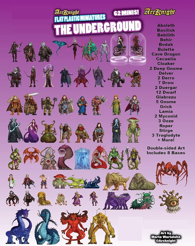 Arcknight Flat Plastic Miniatures: Underground; 62 Unique Subterranean-Themed - Image 2