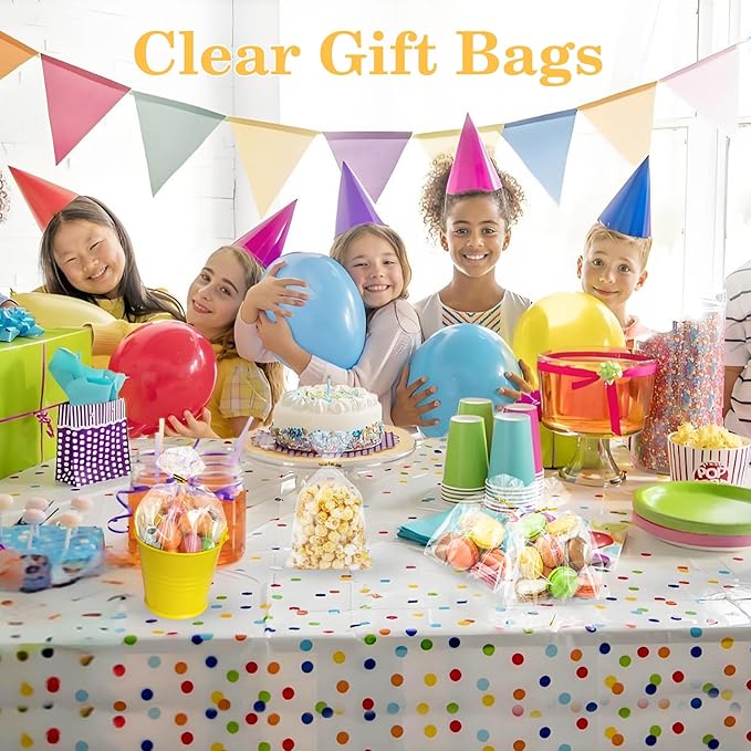 100 PCS Cellophane Treat Bags, Cidenbio 6x10 In Clear Cellophane Gift Bags - Image 6