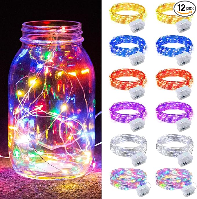 ZGWJ 12 Pack Fairy Lights Battery Operated, 7ft 20 Mini LED Fairy String Lights by ZGWJ