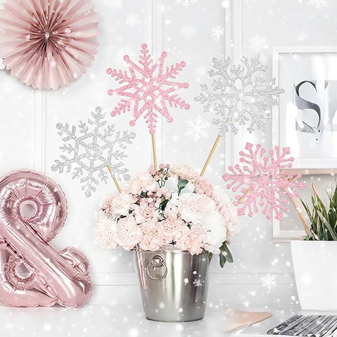 Snowflake Centerpiece Sticks Winter Frozen Theme Party Decorations 12PCS - Image 7