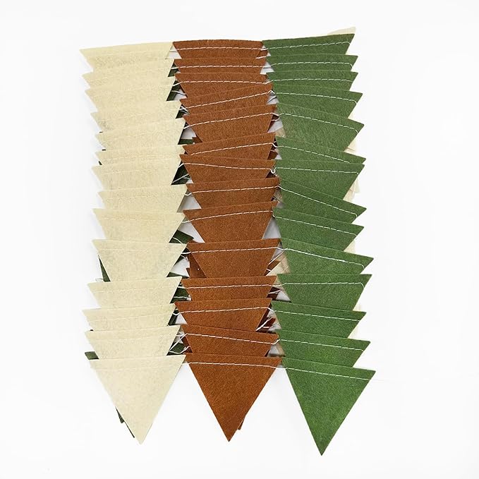 Jungle Party Decoration Sage Green Brown Beige Felt Hanging Triangle Mini - Image 3