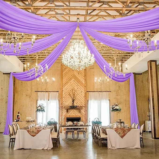 DUOBAO Lavender 5x20ft Chiffon Drapes | Elegant Sheer Wedding Backdrop Curtains - Image 4