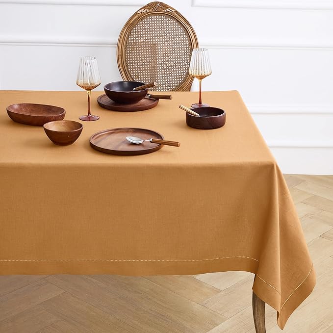 Solino Home Brown Sugar Linen Tablecloth 60 x 90 Inch by SolinoHome
