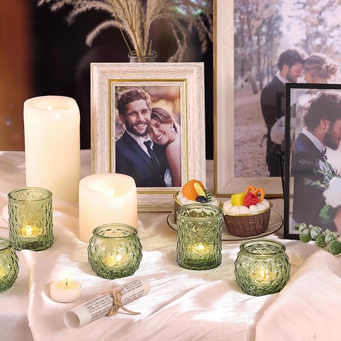 12pcs Assorted Green Votive Candle Holders, Tea Lights Candle Holder - Image 5
