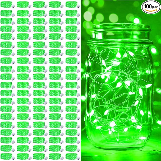 pozzolanas 100 Pack Green Battery Operated String Lights - 7ft Waterproof by pozzolanas