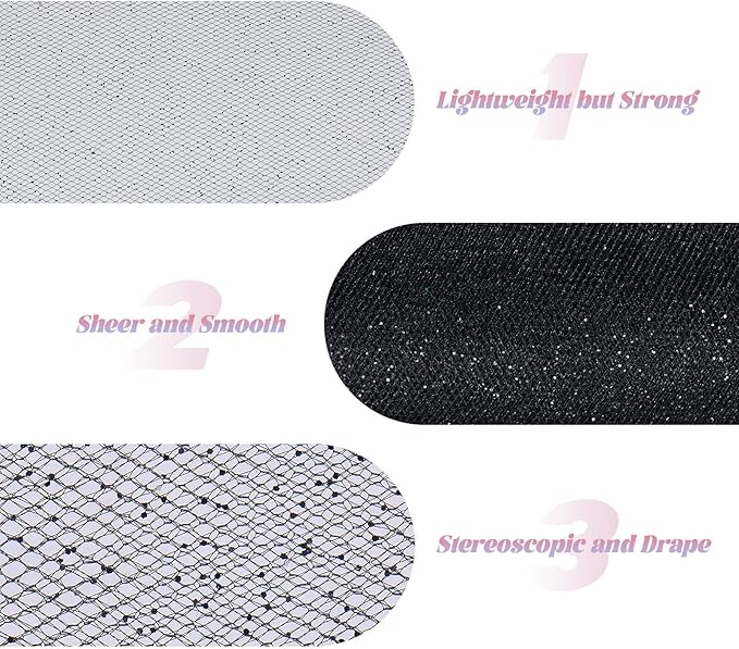 Glitter Tulle Rolls 6” by 50 Yards Sparkle Tulle Fabric Ribbon Sequin Tulle - Image 3