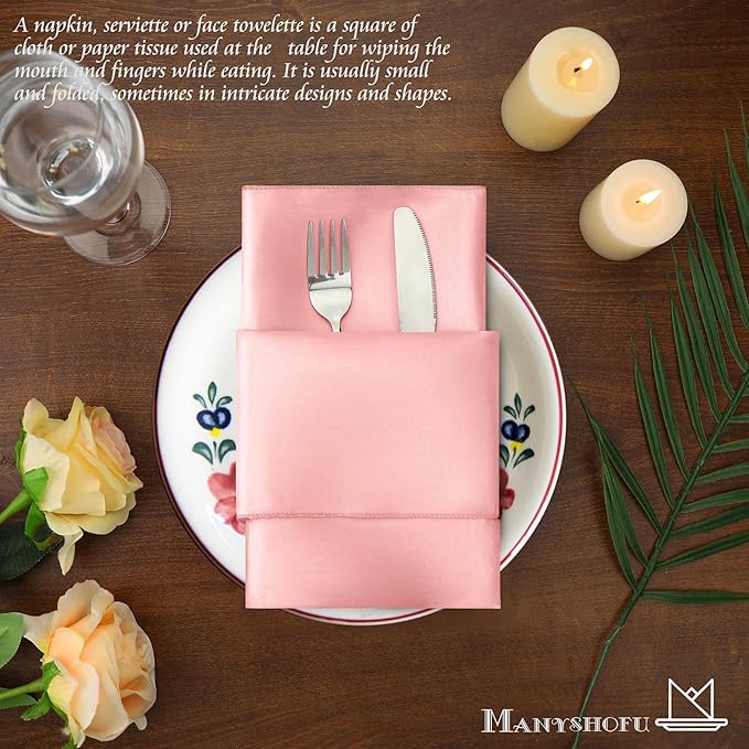 Manyshofu 60 Piece Blush Satin Napkins - Image 5