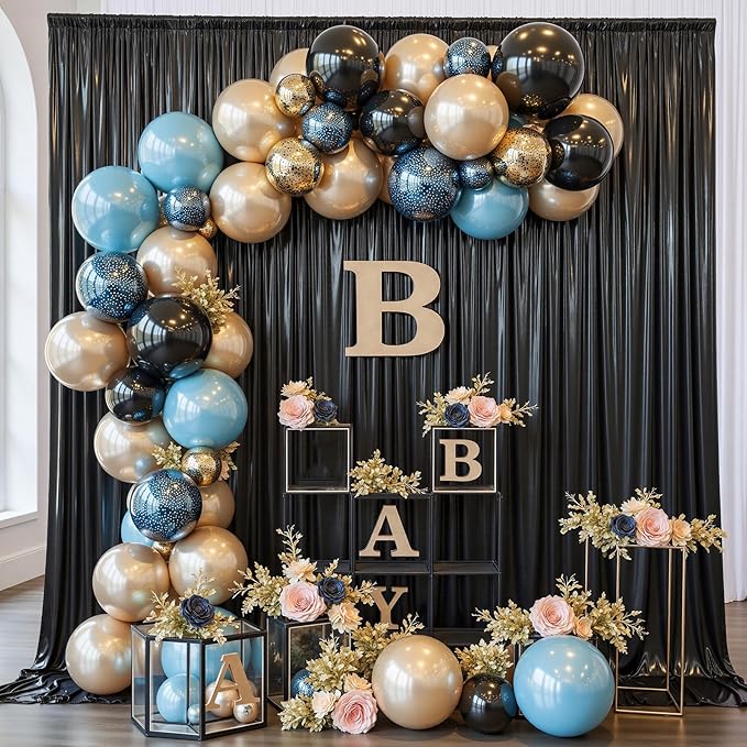 30x10 ft Wrinkle Free Black Sequin Backdrop Curtain - Image 3