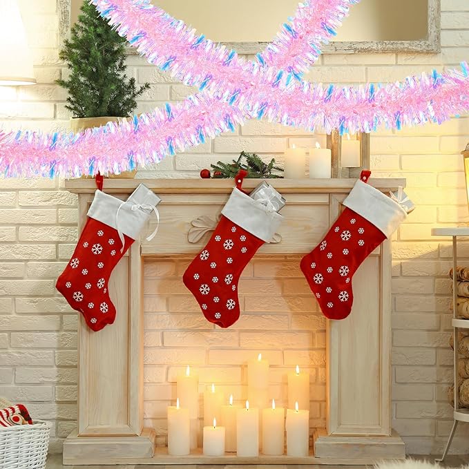 72 Feet Christmas Tinsel Garland Shiny Metallic Tinsel Twist Garland Streamers - Image 4