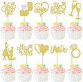30 PCS He Asked She Said Yes Cupcake Toppers Glitter Engagement Cupcake Toppers by ZHUOWEISM