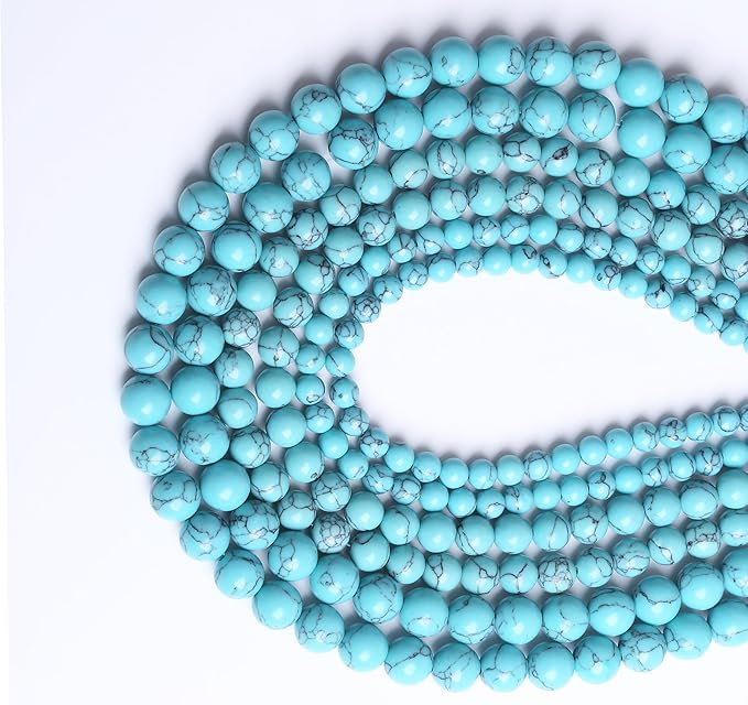 Lake Blue Turquoise Stone Beads Gemstone Round Crystal Energy Jade Beads Stone - Image 2