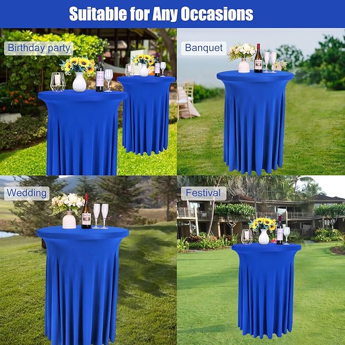 6 Pack Round Cocktail Tablecloth 32"x 43" Spandex Cocktail Table Skirt - Image 6