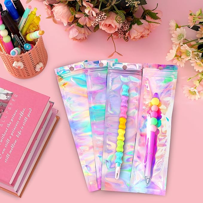 FUNFERY 100 Pack Holographic Bags Clear Window Resealable Bags - Image 3