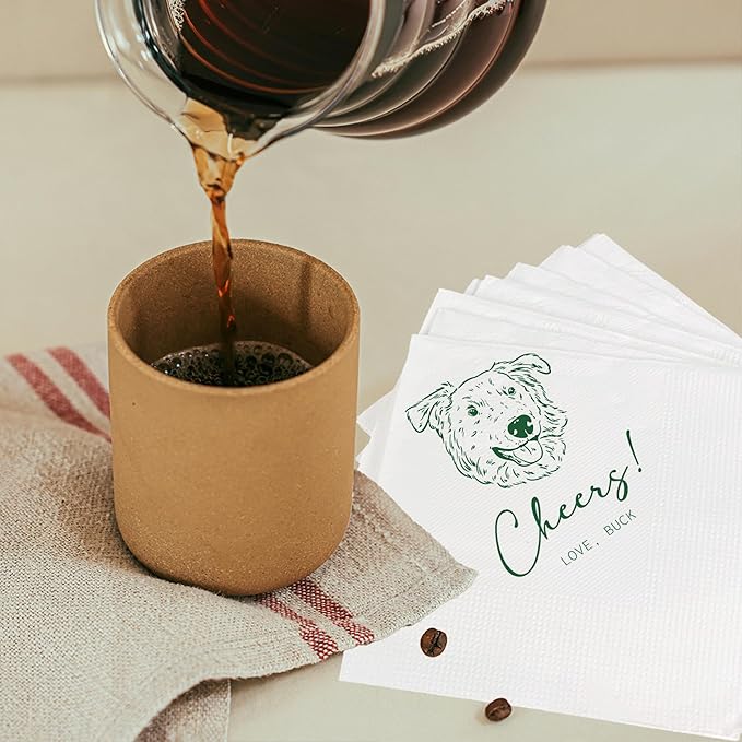 Luxury Custom Pet Wedding Cocktail Napkins, Personalized Wedding Napkins - Image 4