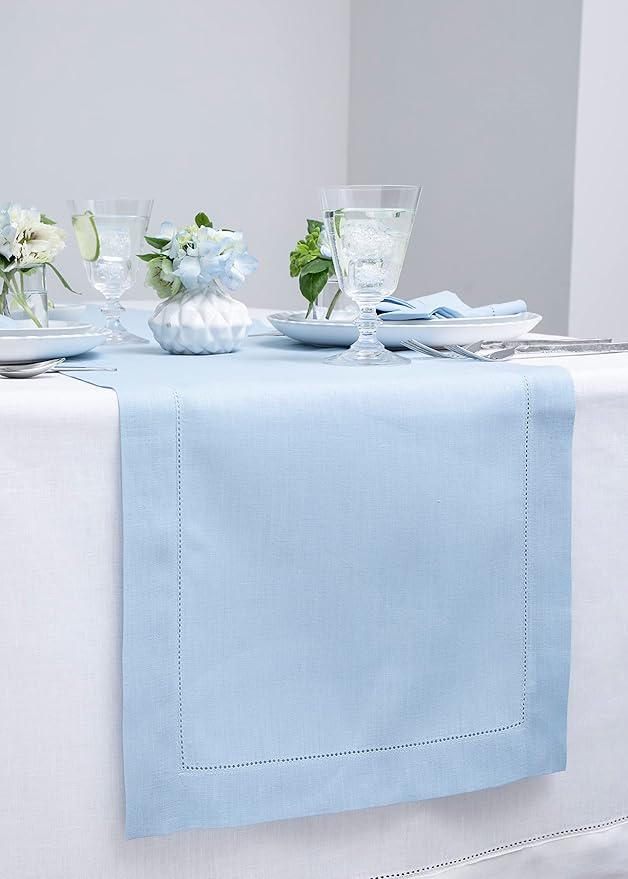 Solino Home Linen Sky Blue Table Runner 72 Inches Long - Image 2
