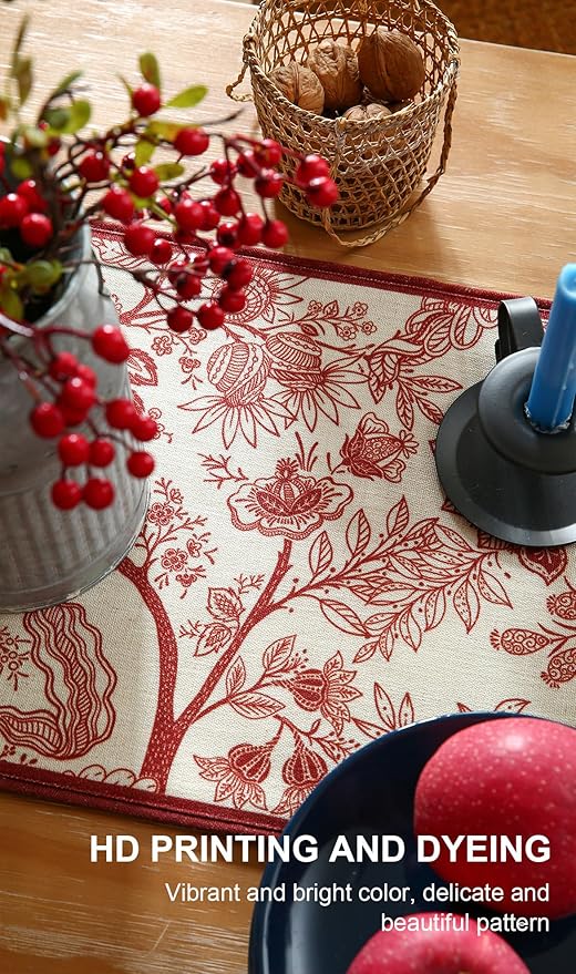 ISAENNE Designer Chinoiserie Elegant Linen Table Runner 102 Inches Long - Image 4