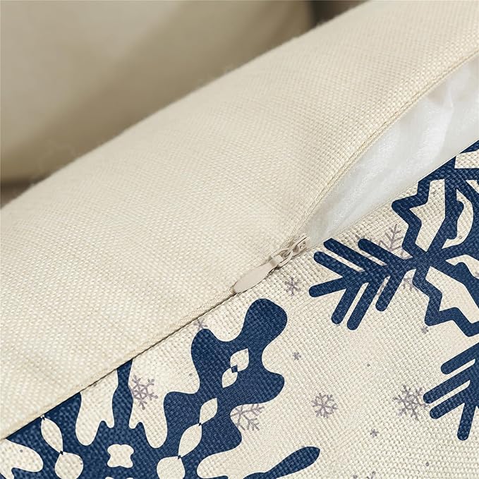 Christmas Pillow Covers 18x18 Blue Christmas Decorations Snowflake Reindeer - Image 6