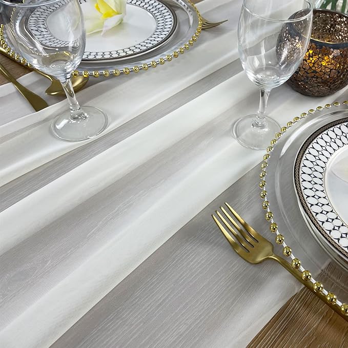 EHLDekol 13ft Ivory Chiffon Table Runner, 29x156 Inches Romantic and Rustic - Image 5